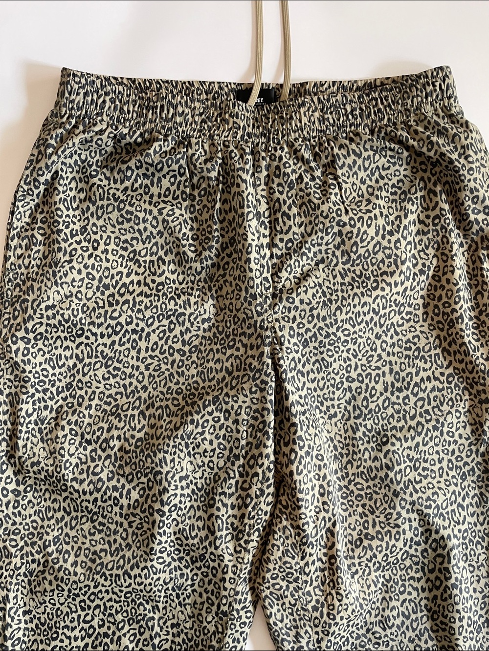 Obey Leopard-Pattern Drawstring Trackpants - Tan & Black